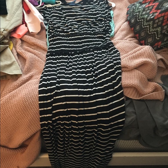 black white striped maxi dress